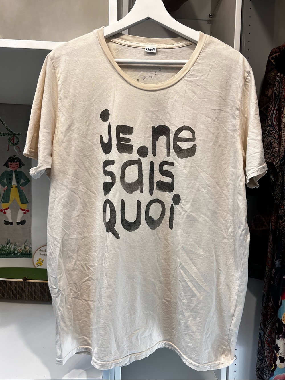 Je Ne Sais Quoi Clare V. Le Cotton Weekend The Original T-Shirt Top Size Large